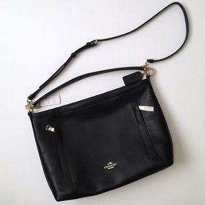 Coach Pebble Leather Black Scout Hobo