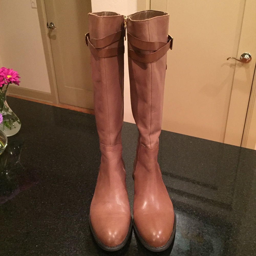 Franco Sarto Leather Tan Brown knee boots sz 8.5!