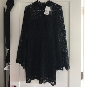 Bardot black lace dress