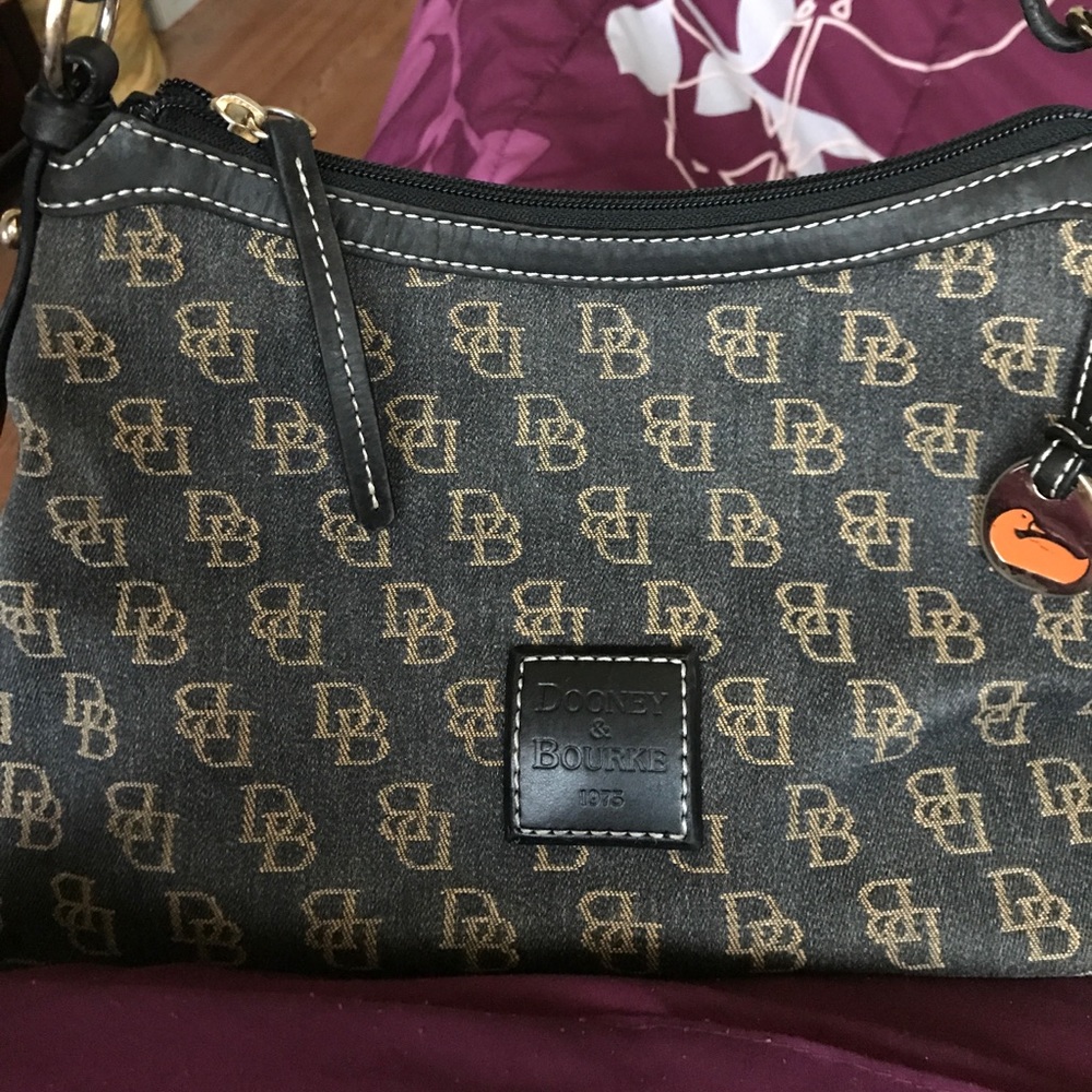 Denim black and gold Dooney & Bourke handbag