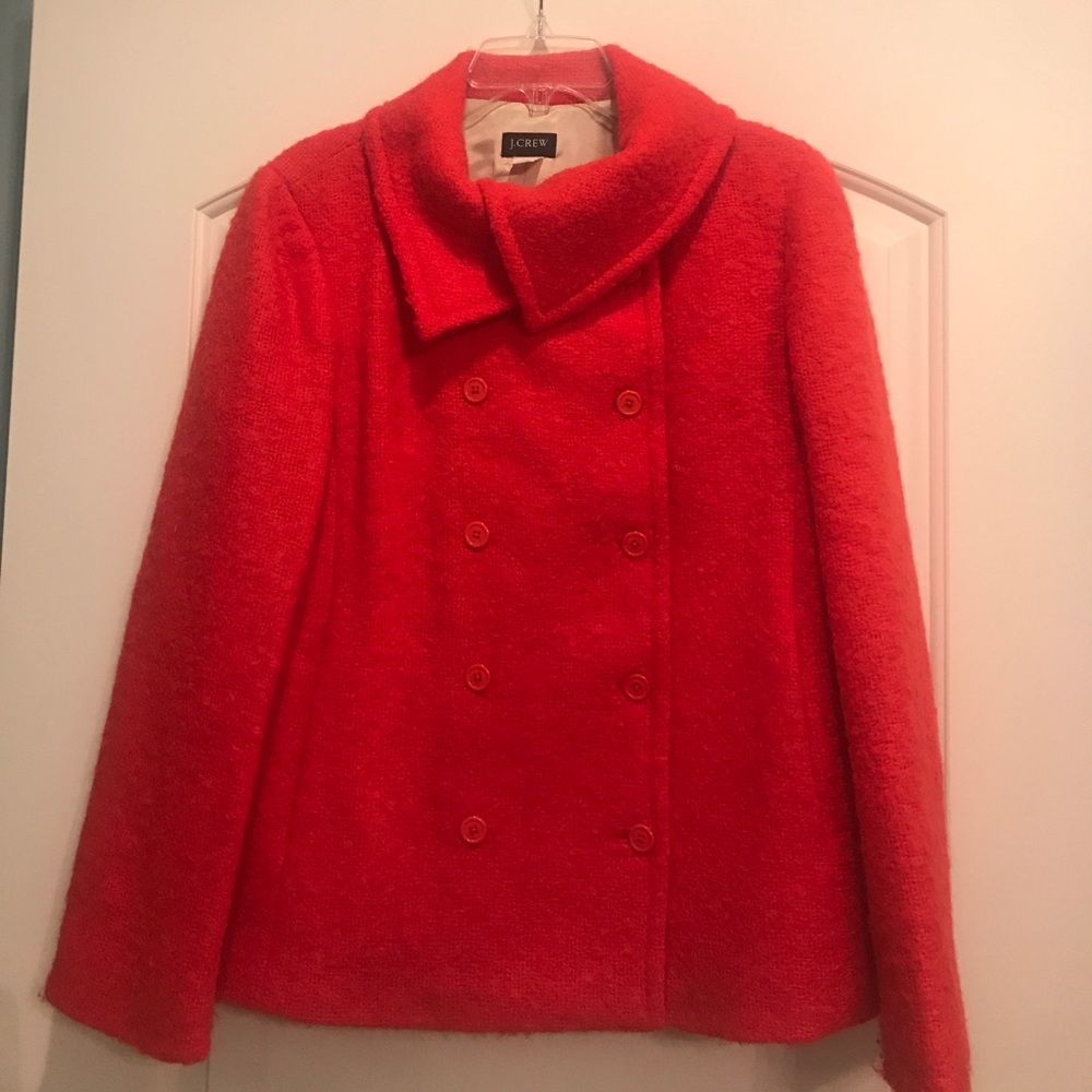 J. Crew Red Double-Breasted Pea Coat