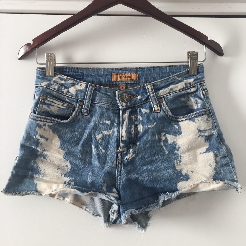 High Rise Acid Washed Jean Shorts