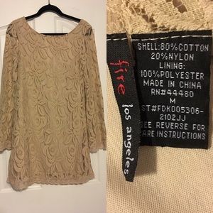 Long sleeve nude lace dress