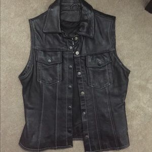 Black leather vest