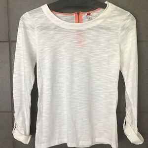 3/4 Sleeve White Shirt With Zipper In Back