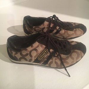 Coach brown fabric sneakers