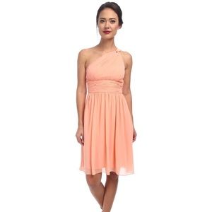 Donna Morgan peach fuzz bridesmaids dress