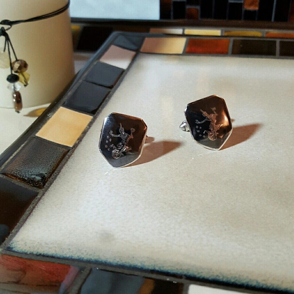 Vintage Niello Siam Sterling Cufflinks
