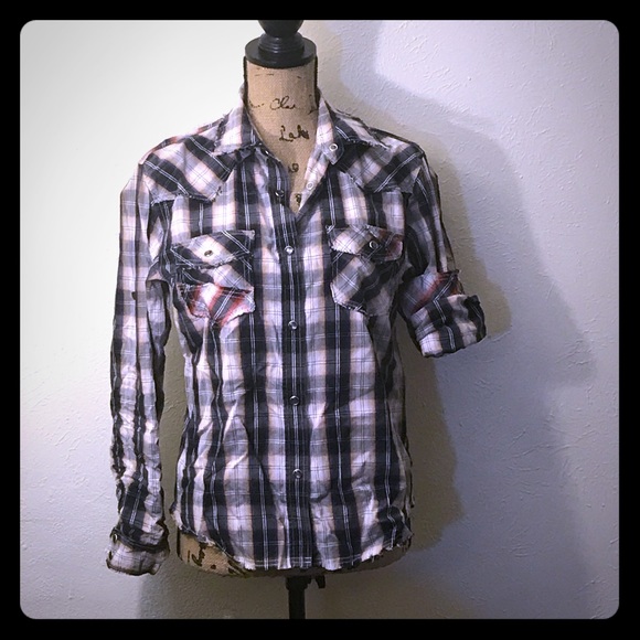 Great Plaid Romeo and Juliet Button Down Shirt - Picture 2 of 6
