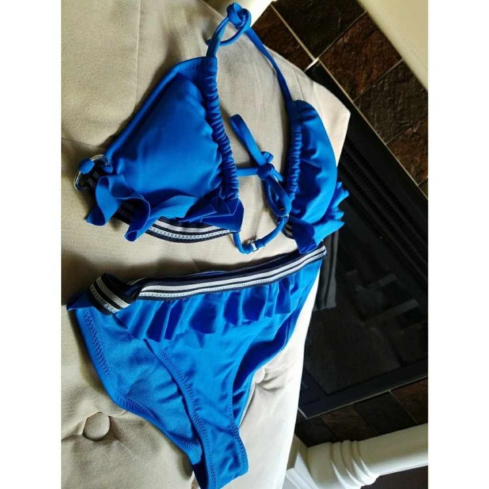 💙 US POLO ASSN 2 Piece Blue Ruffle Bikini Set 💙