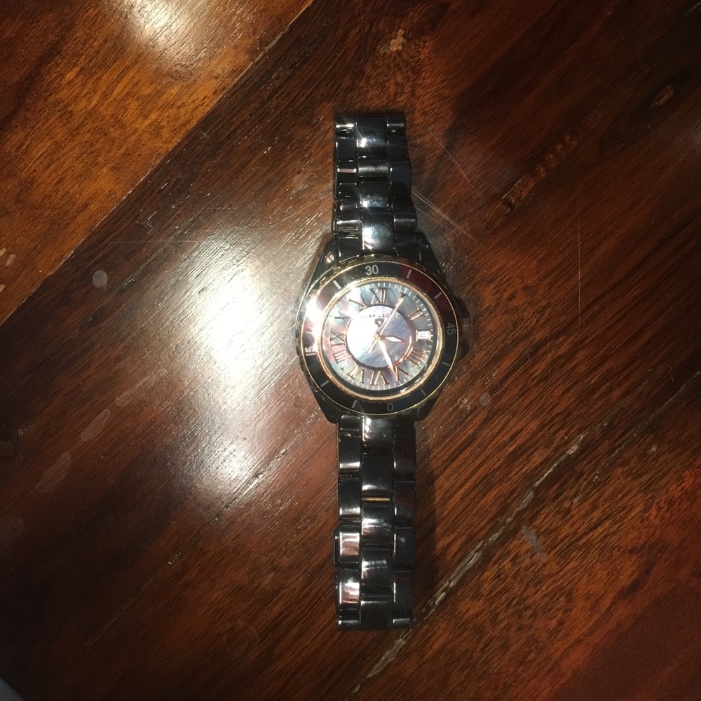 Swiss Legend Gunmetal Watch with Opal Face