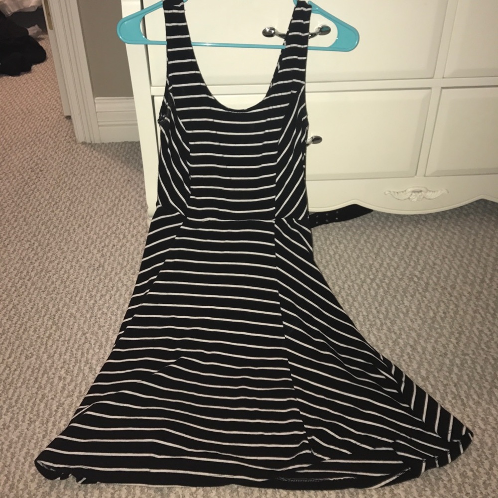 Black & white striped skater dress