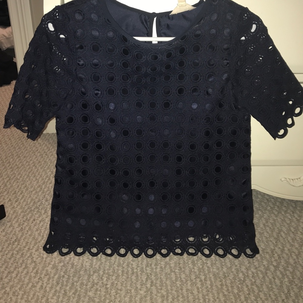 Navy blue hole blouse
