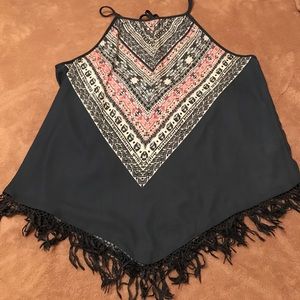 Fringed halter neck tank