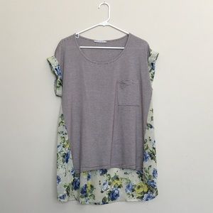 Floral, striped blouse