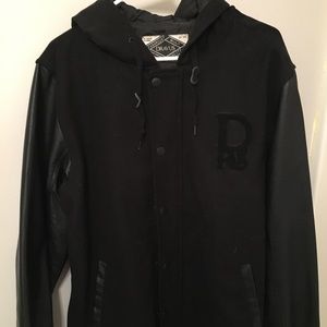 Men's Black Wool & Leather Jacket