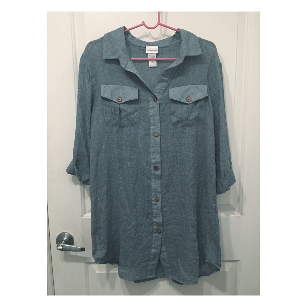 chambray shirtdress swim coverup