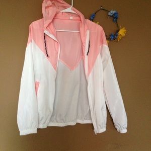 BRAND NEW pink white windbreaker