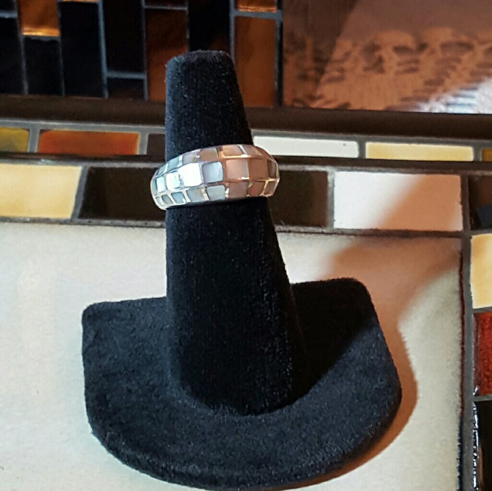 Sterling Silver Mother of Pearl Dome Ring