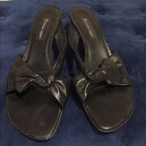 Leather slipon kitten heel sandals