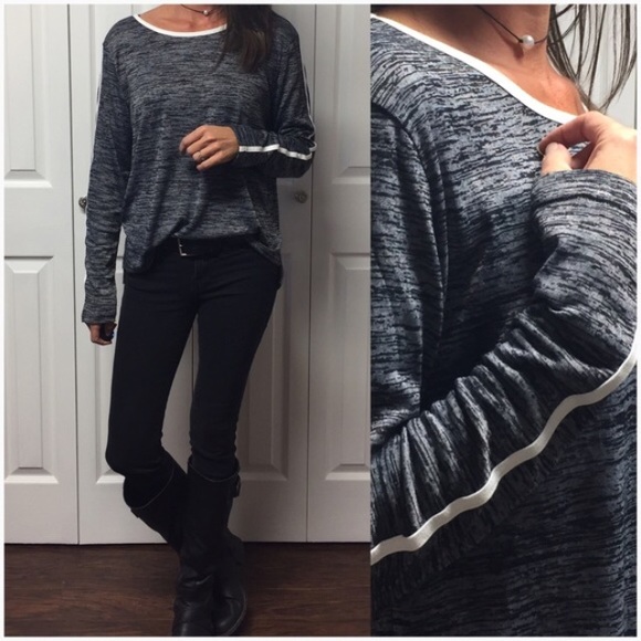 LAST ONE XS— Black and Charcoal Flecked Pullover - Picture 2 of 4