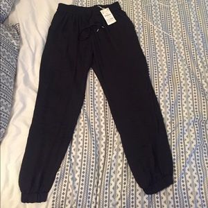NWT Zara Size M Black Satiny Jogger Pants