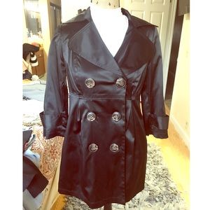 Black silk pea coat