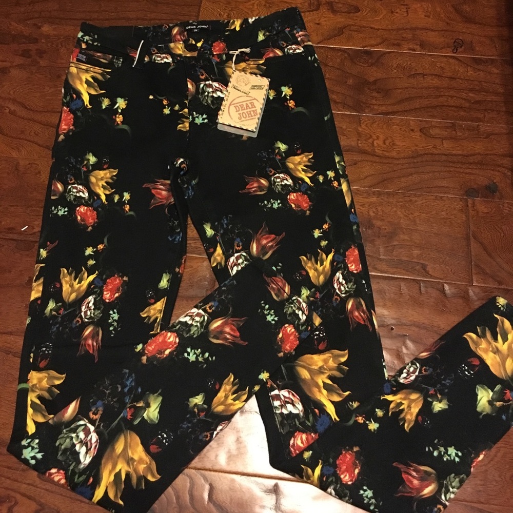 Floral skinny jeans