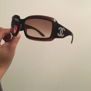 Chanel brown CC logo mother of pearl sunglasses