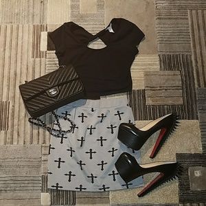 Cross Print Mini Skirt