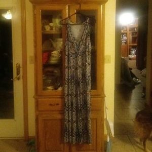 Navy blue/peach paisley maxidress