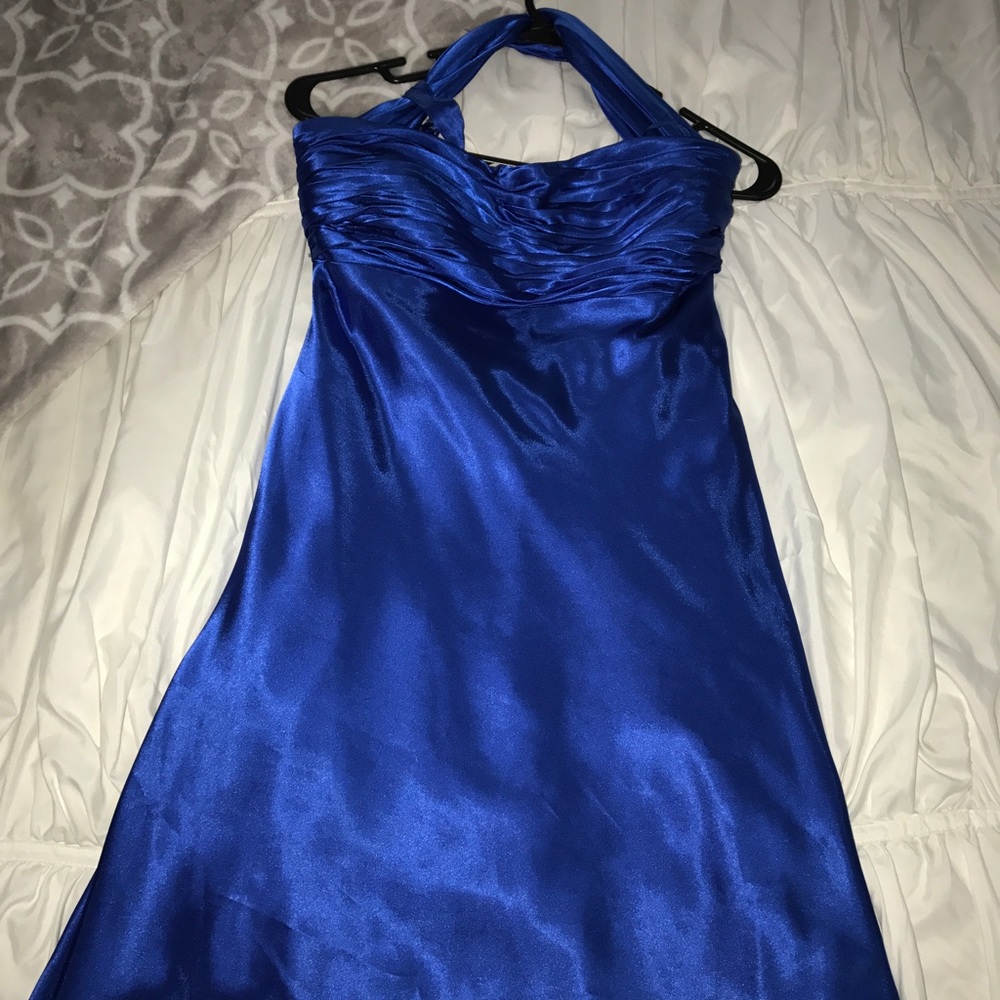royal blue sequenced shoulder dress