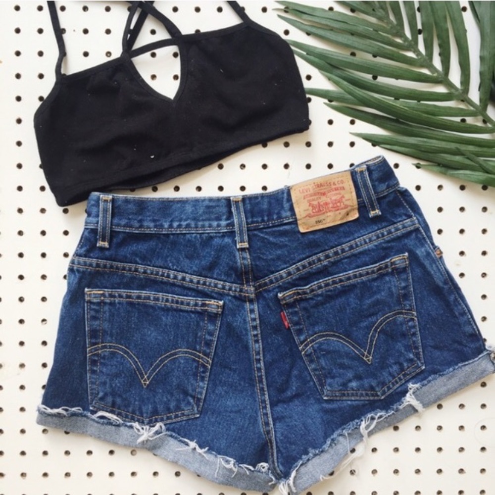 Vintage Levi's high waisted cut off denim shorts