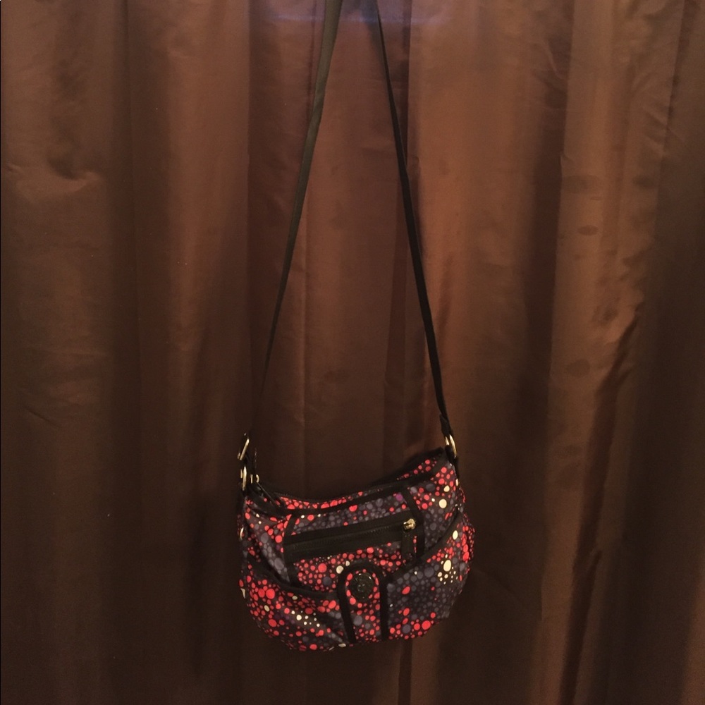 Red and black Kipling bag.