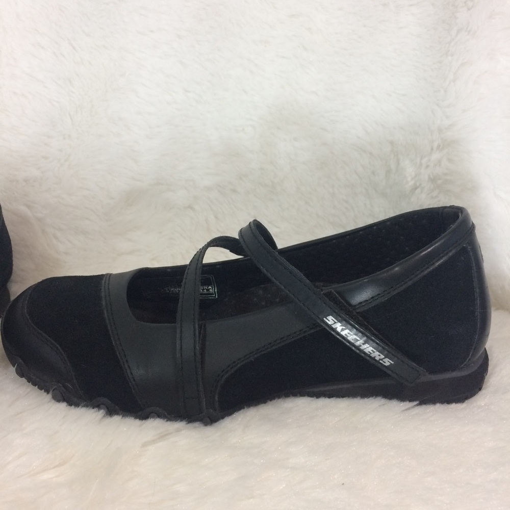 Skechers Women Velcro Strap Black Career Flats 6