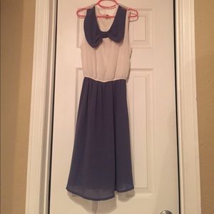 Pale Blue and White Dress with Bow Top