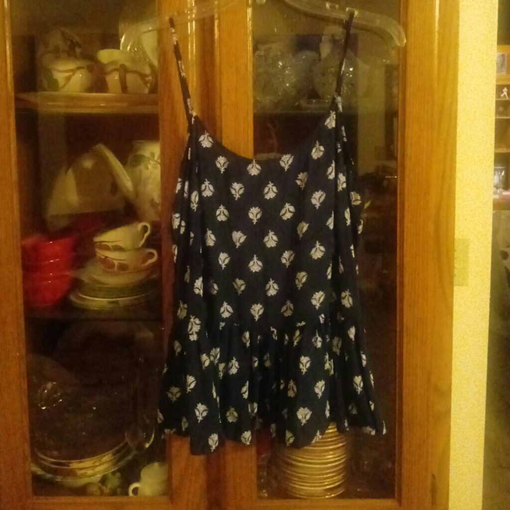 Navy print peplum cami