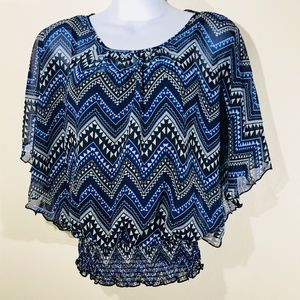 IZ Byer Sheer Poncho Blouse In w/ Built In Tank