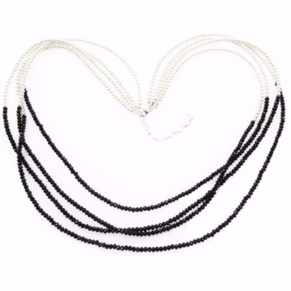 Elegant Black & white 4 row  beaded necklace