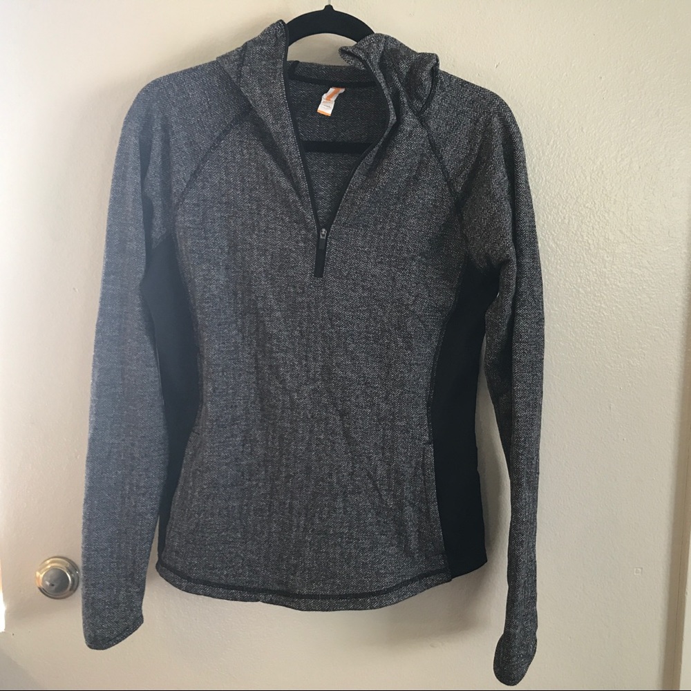 Lucy half zip hooded top in grey