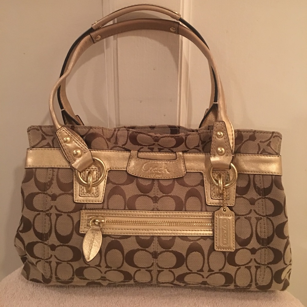 Coach Canvas Gold Handbag