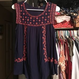 Navy blue and hot pink top