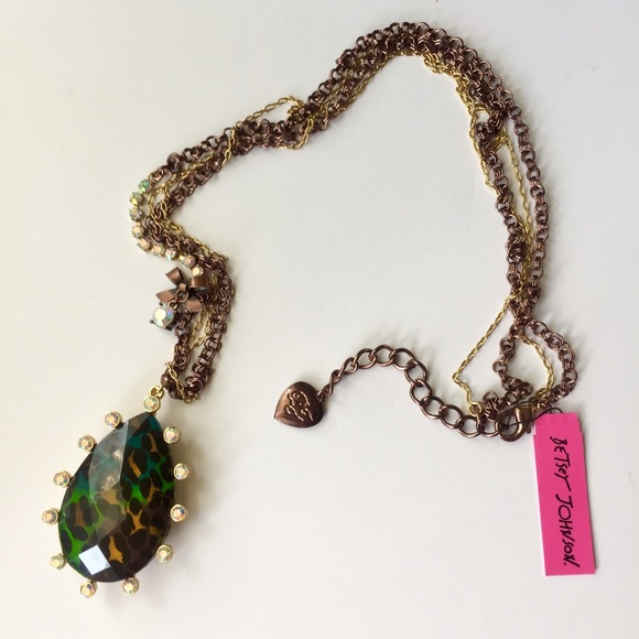 NWT Betsey Johnson large emerald leopard necklace - Picture 4 of 5
