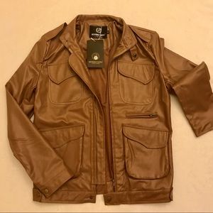 Slim fit Faux Leather Jacket.