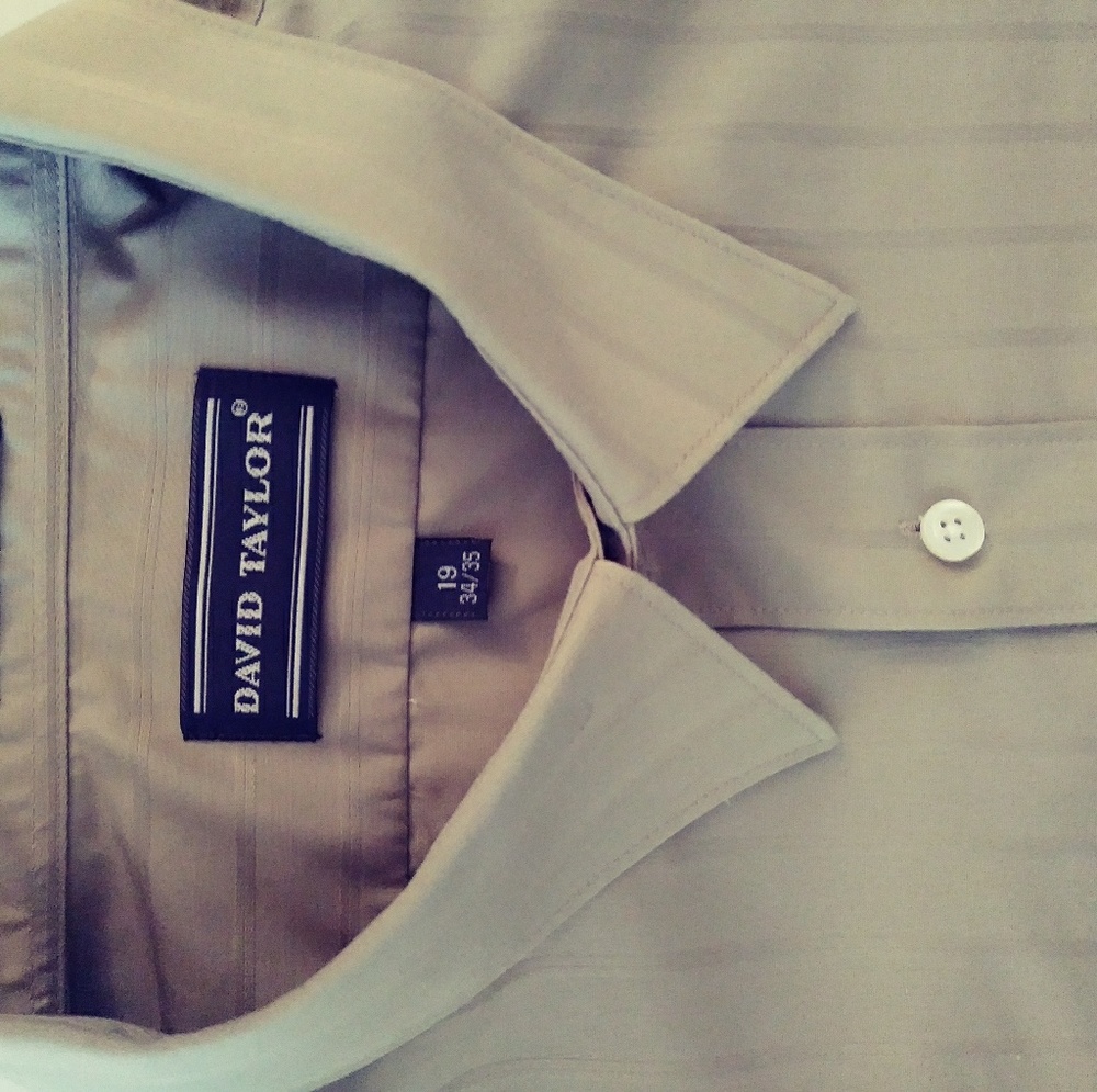 David Taylor Big and Tall Tan Dress Shirt Size 19