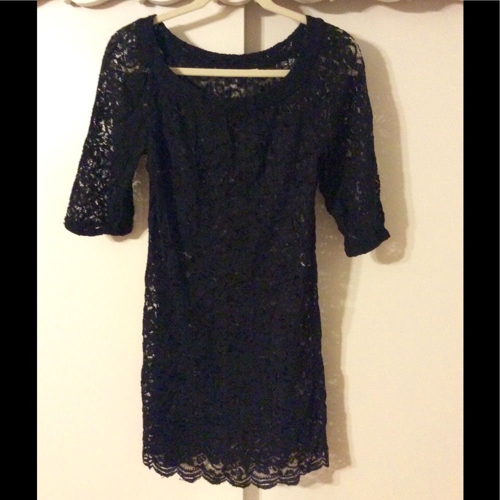 DVF Black Lace Sheath Dress