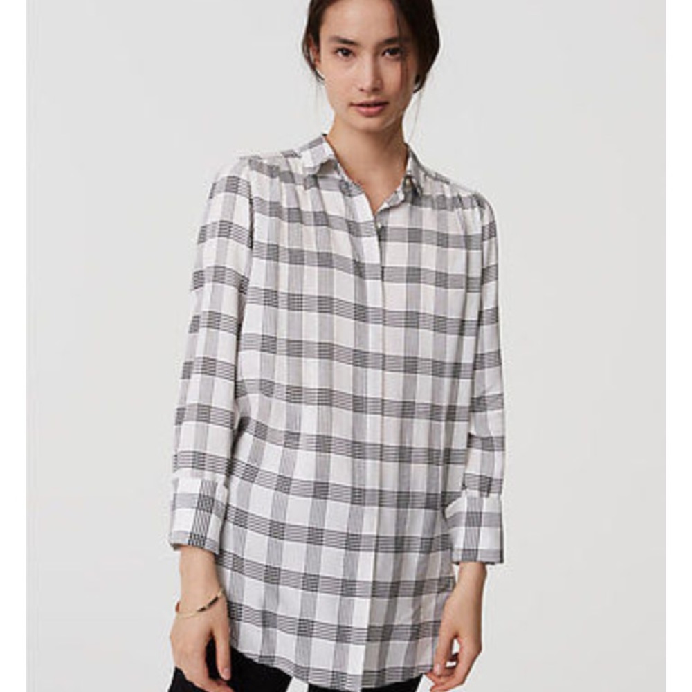 NWT - LOFT Shirred Tunic Blouse