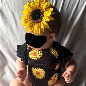 Sunflower headband with matching onesie