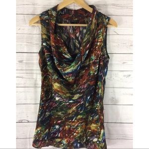 Theory Codey Cowel Neck Silk Sleeveless Blouse