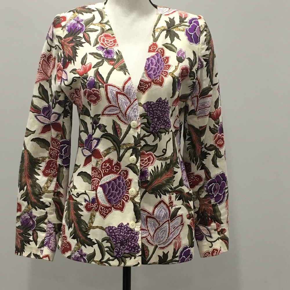 Doncaster Blazer Size 10 Floral Beige Red